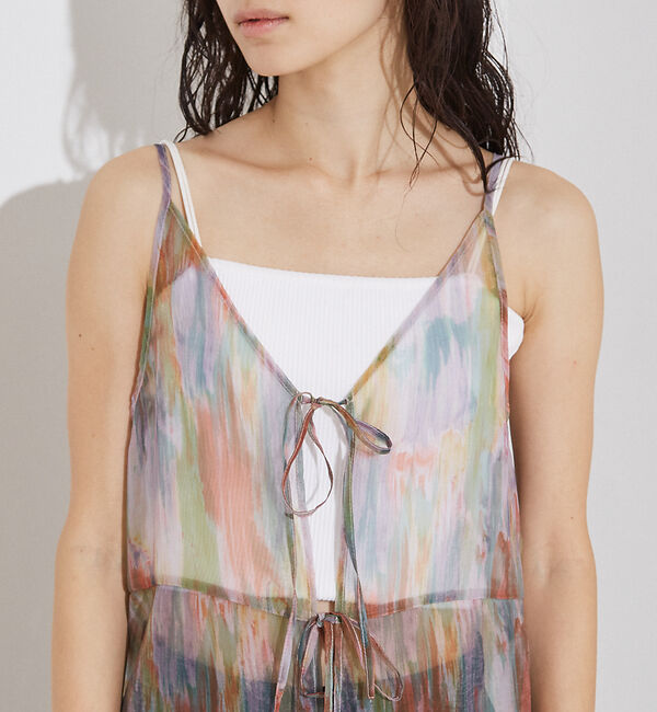 NOMINE「【前後着用可】水彩アート ニュアンス柄 2WAY シアー キャミワンピース ロン」|ワンピース|