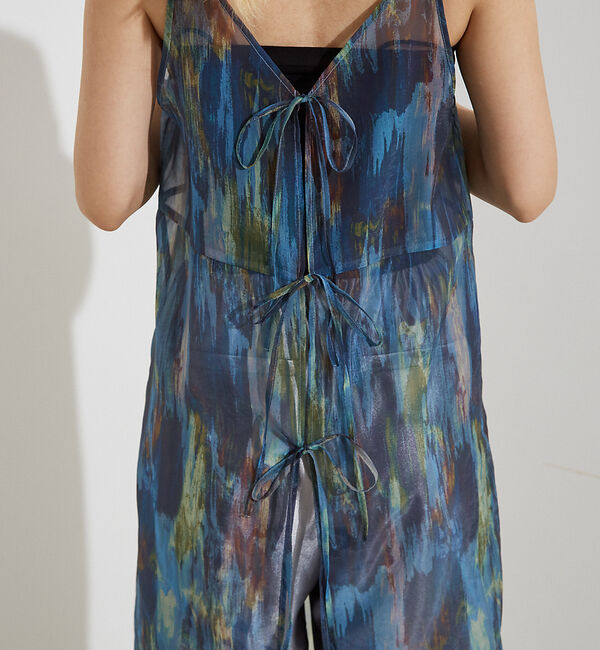 NOMINE「【前後着用可】水彩アート ニュアンス柄 2WAY シアー キャミワンピース ロン」|ワンピース|