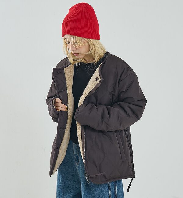 NOMINE「【TAION】ミリタリー リバーシブル クルーネック ダウンジャケット / ブル」|ダウン|