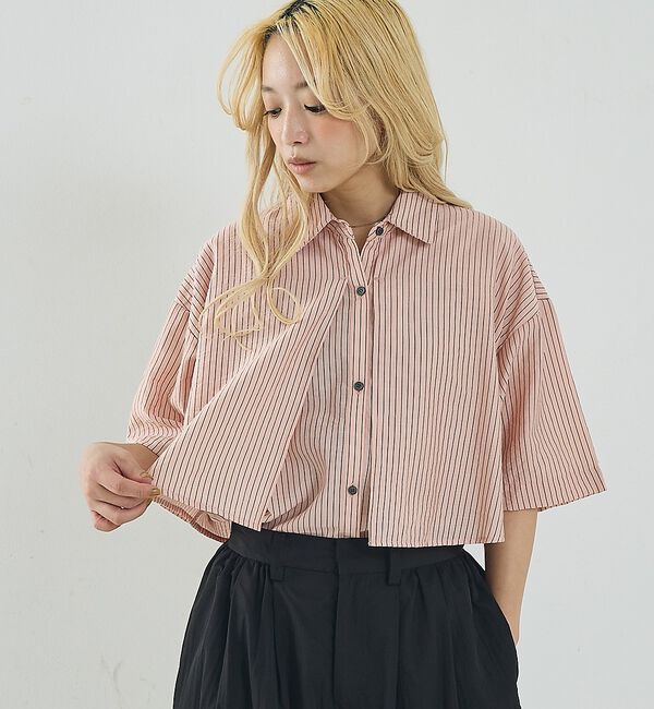 NOMINE「ロングヨーク ハーフスリーブ/半袖 シャツ【予約】」|シャツ・ブラウス|ピンク