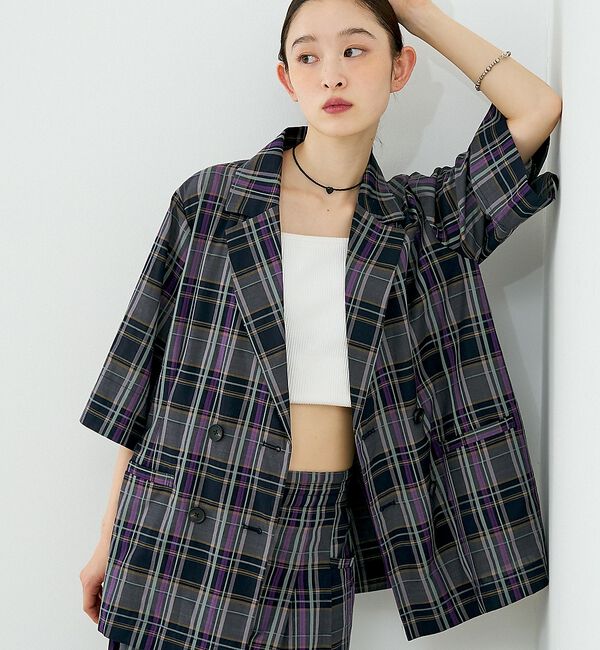 NOMINE「【セットアップ対応】ハーフスリーブ チェック ジャケット【予約】」|その他|ダークネイビー