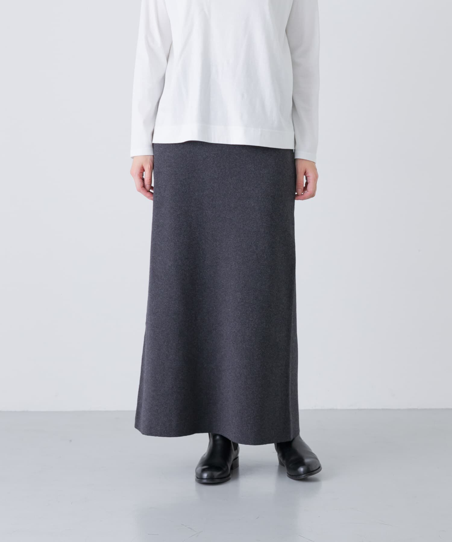 かぐれ「コットンカシミヤニットスカート」|スカート|チャコールグレー