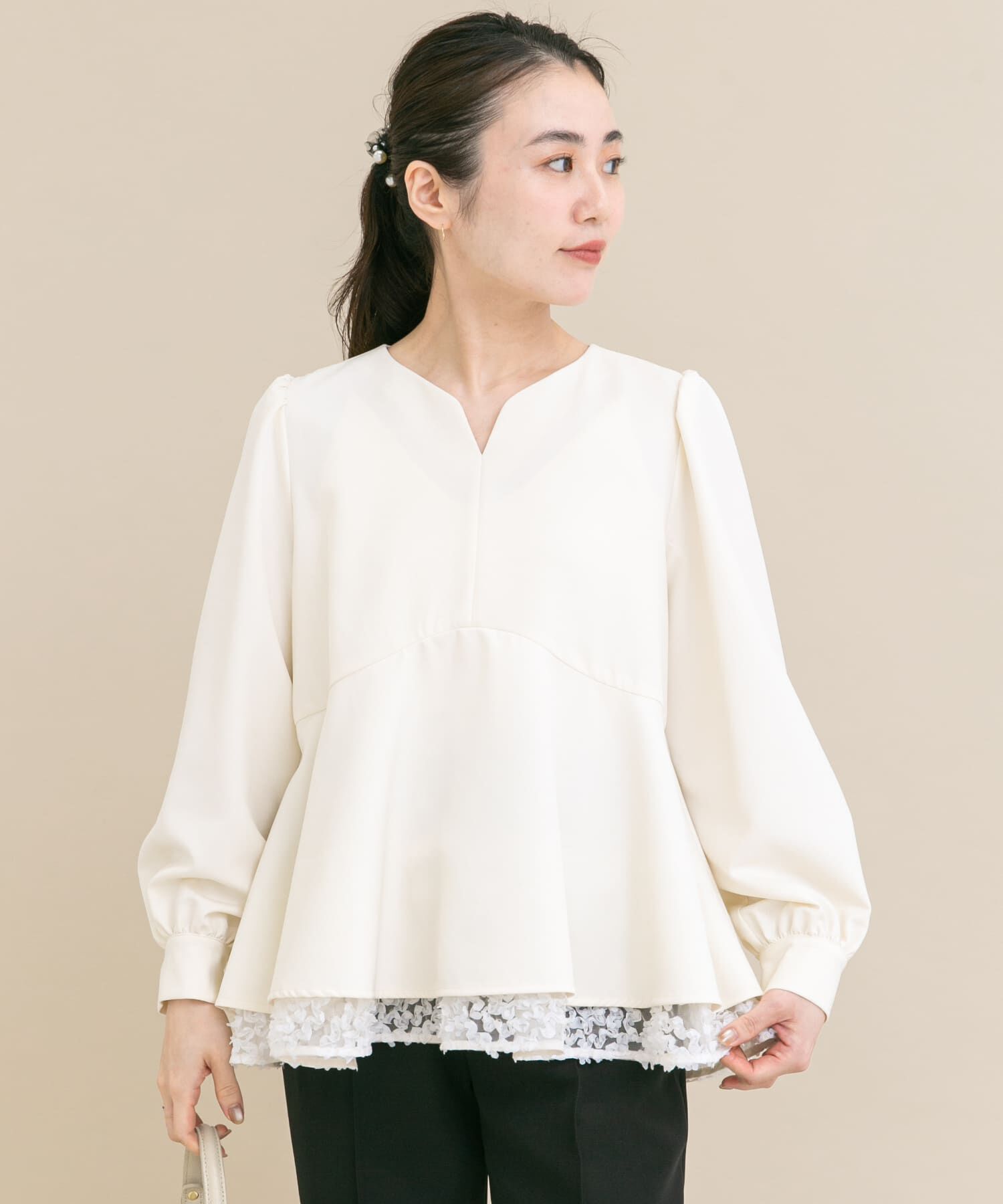 URBAN RESEARCH ROSSO「『WEB限定』レイヤードペプラムブラウス」|シャツ・ブラウス|