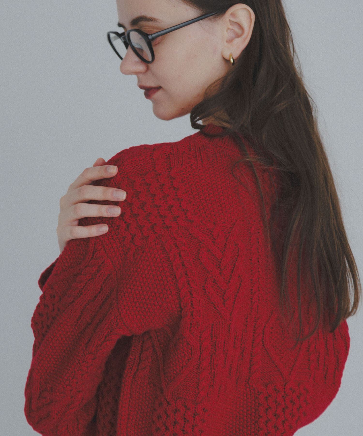 Sonny Label 「パッチワークハートケーブルニット」|ニット・セーター|レッド