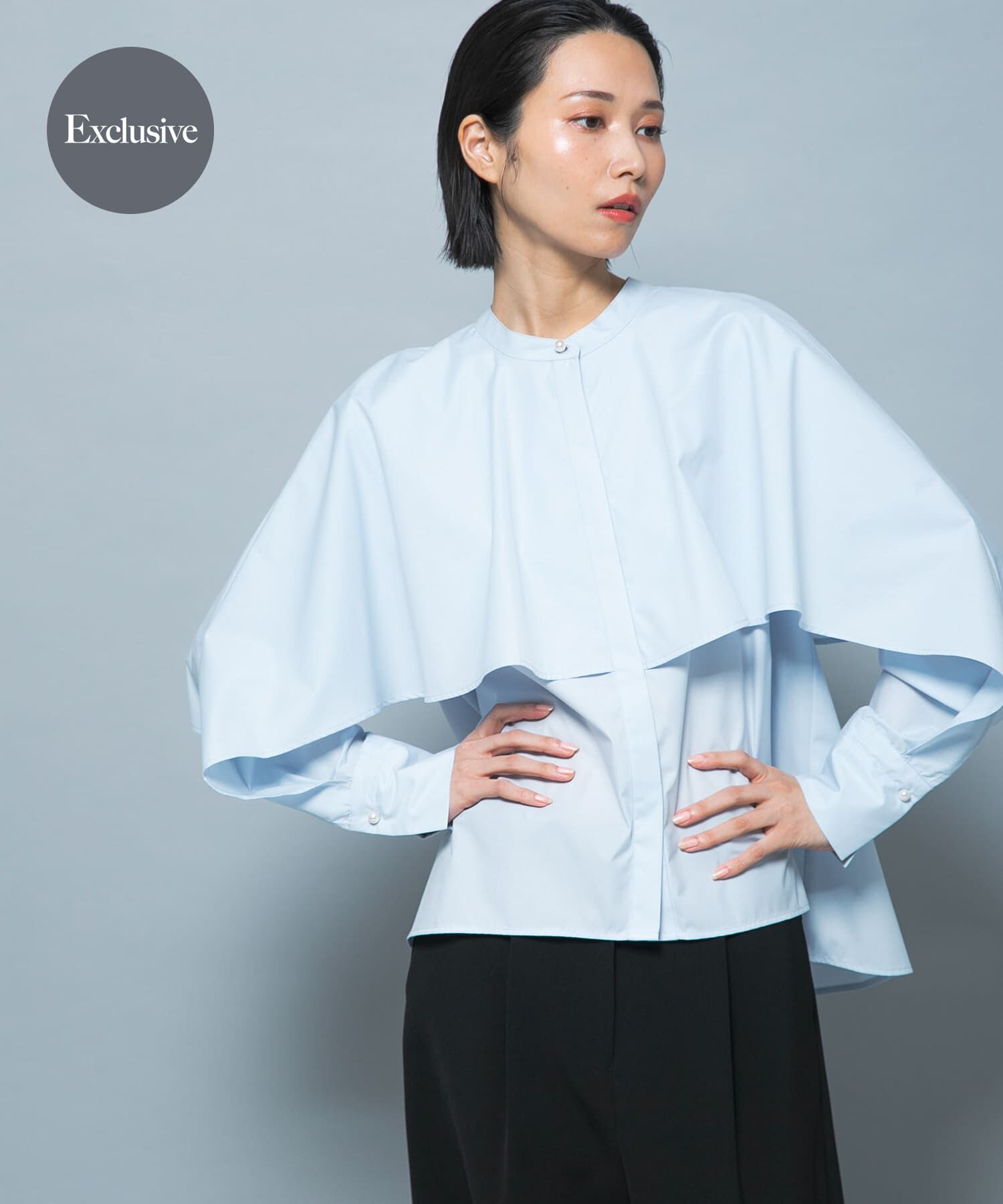 URBAN RESEARCH ROSSO「『別注』CHIGNON&times;ROSSO　ラッフルシャツブラウス」|シャツ・ブラウス|ライトブルー