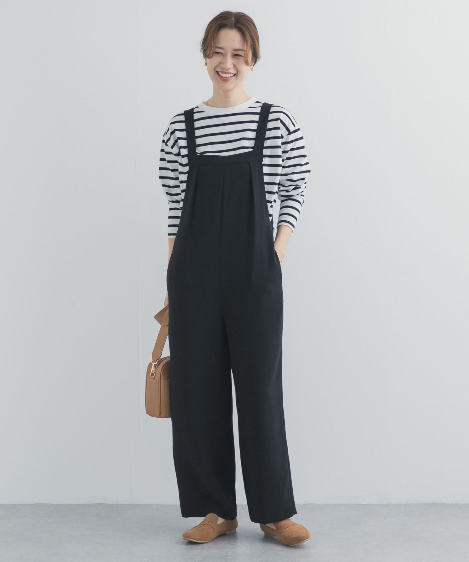 URBAN RESEARCH DOORS「ジョーゼットタックサロペット」|スカート|ブラック