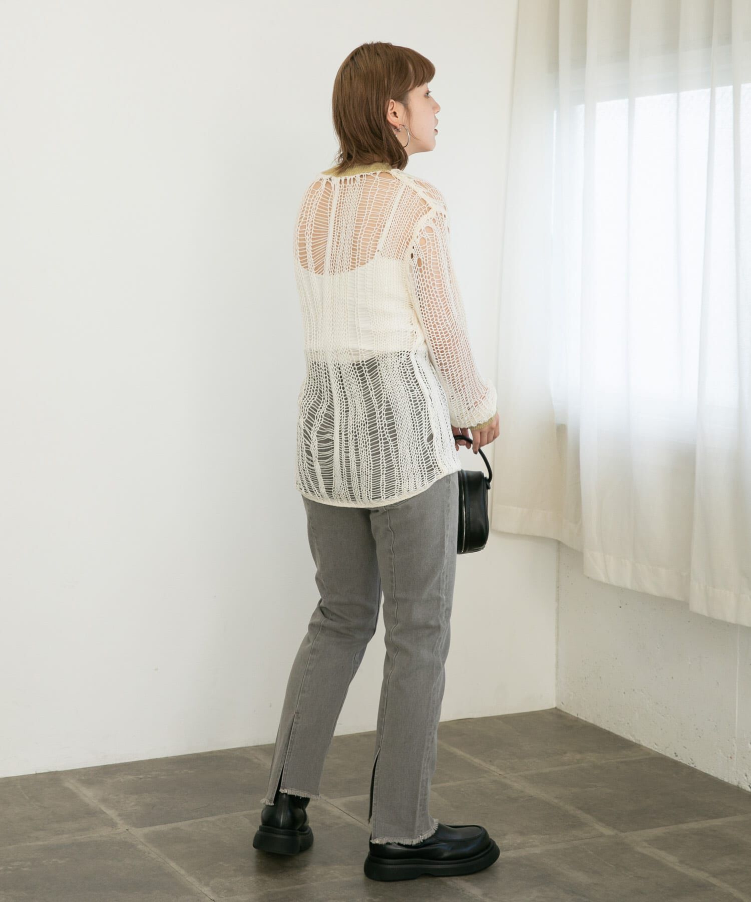  「ランダム透かし編みルーズニット」|ニット・セーター|