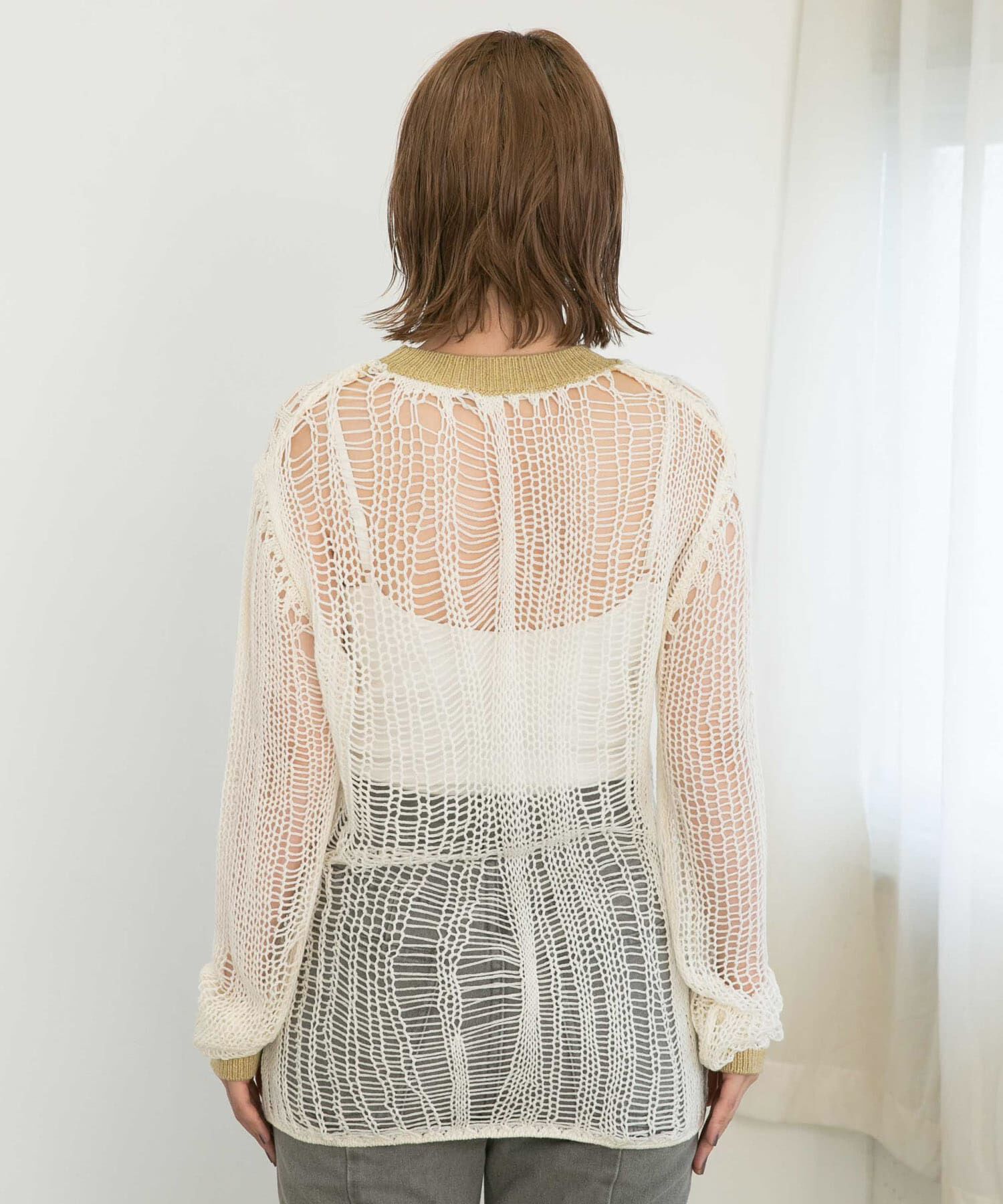  「ランダム透かし編みルーズニット」|ニット・セーター|