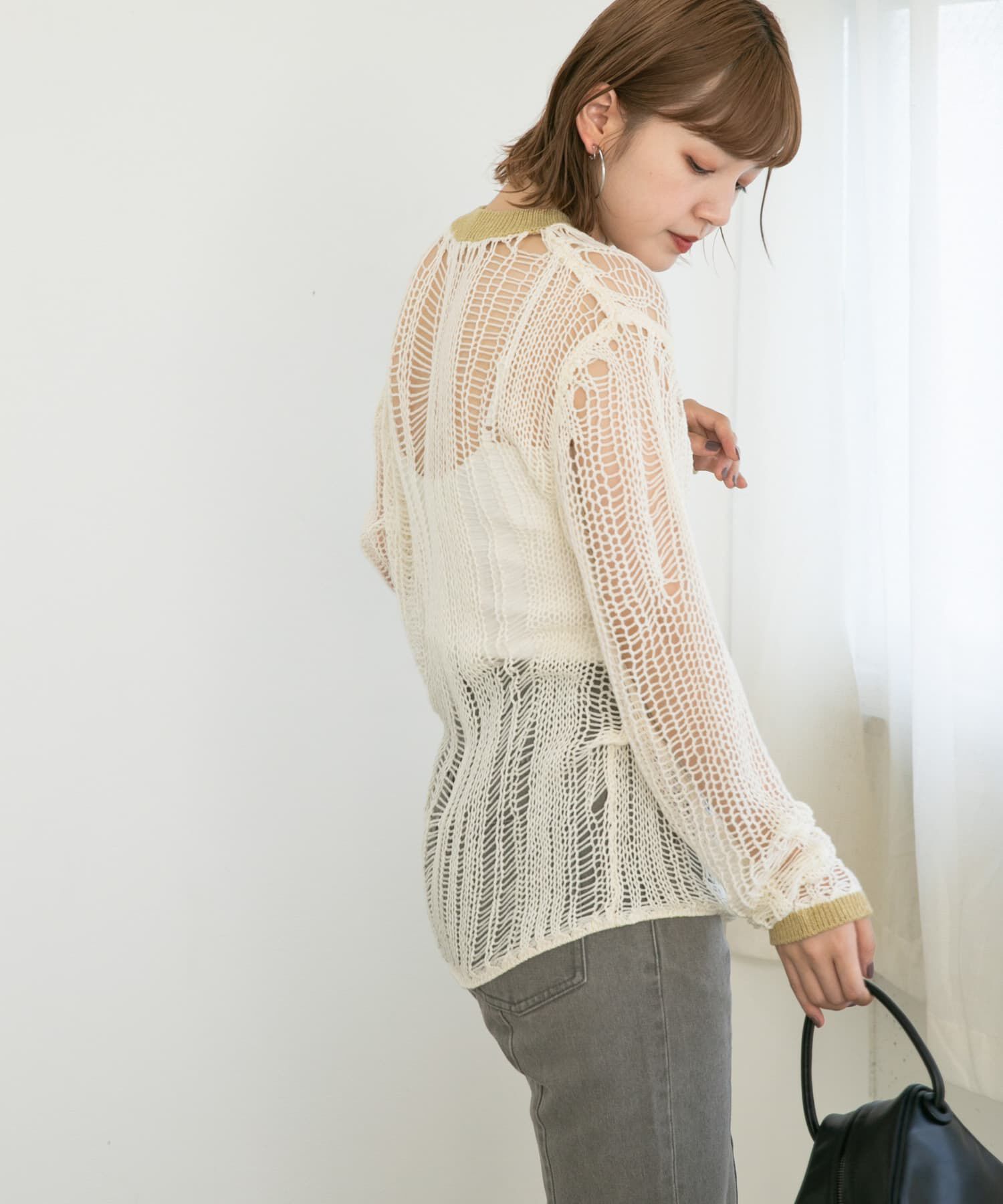  「ランダム透かし編みルーズニット」|ニット・セーター|