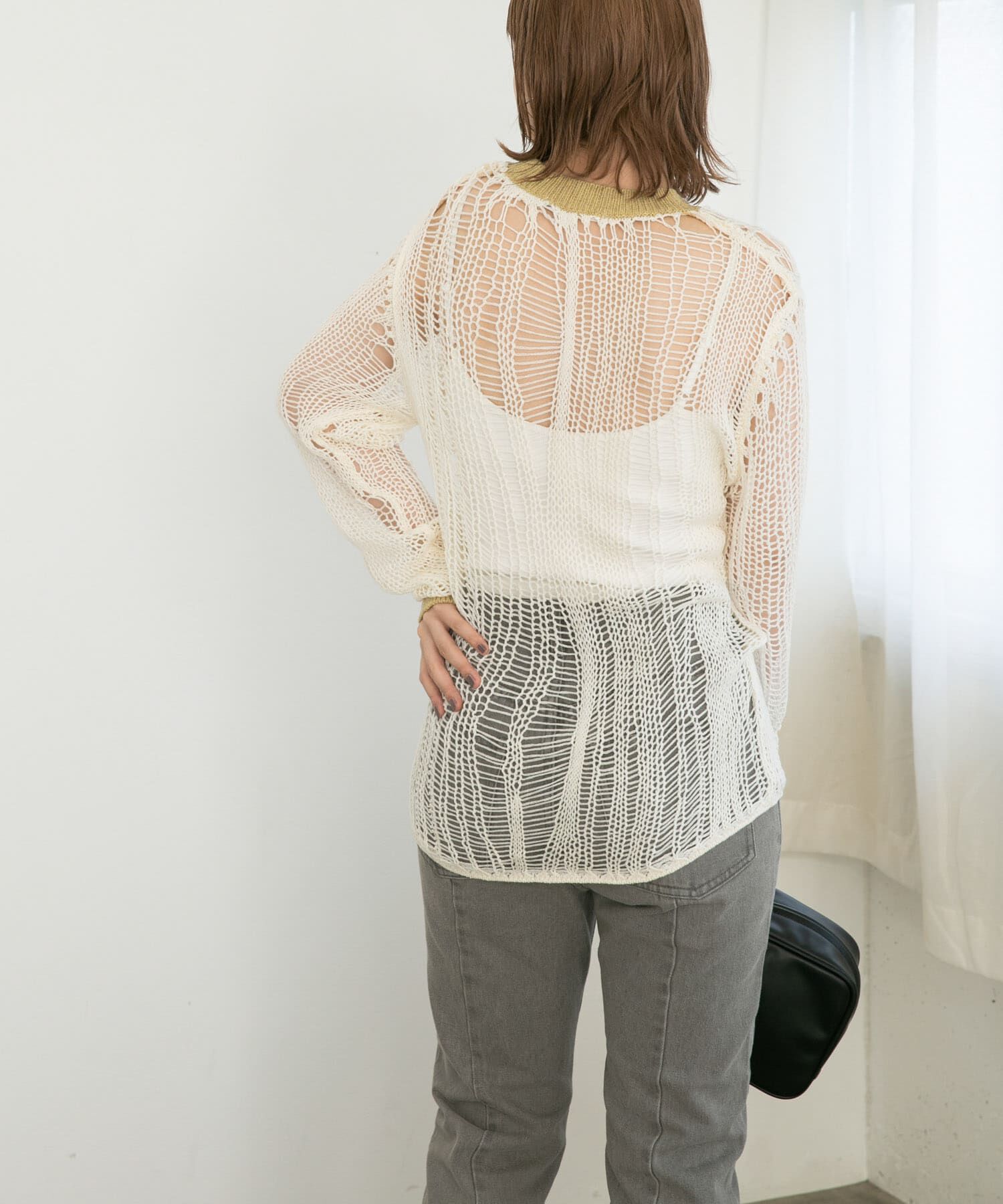  「ランダム透かし編みルーズニット」|ニット・セーター|