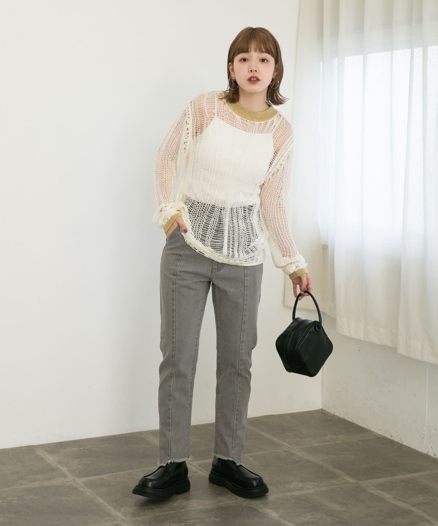  「ランダム透かし編みルーズニット」|ニット・セーター|