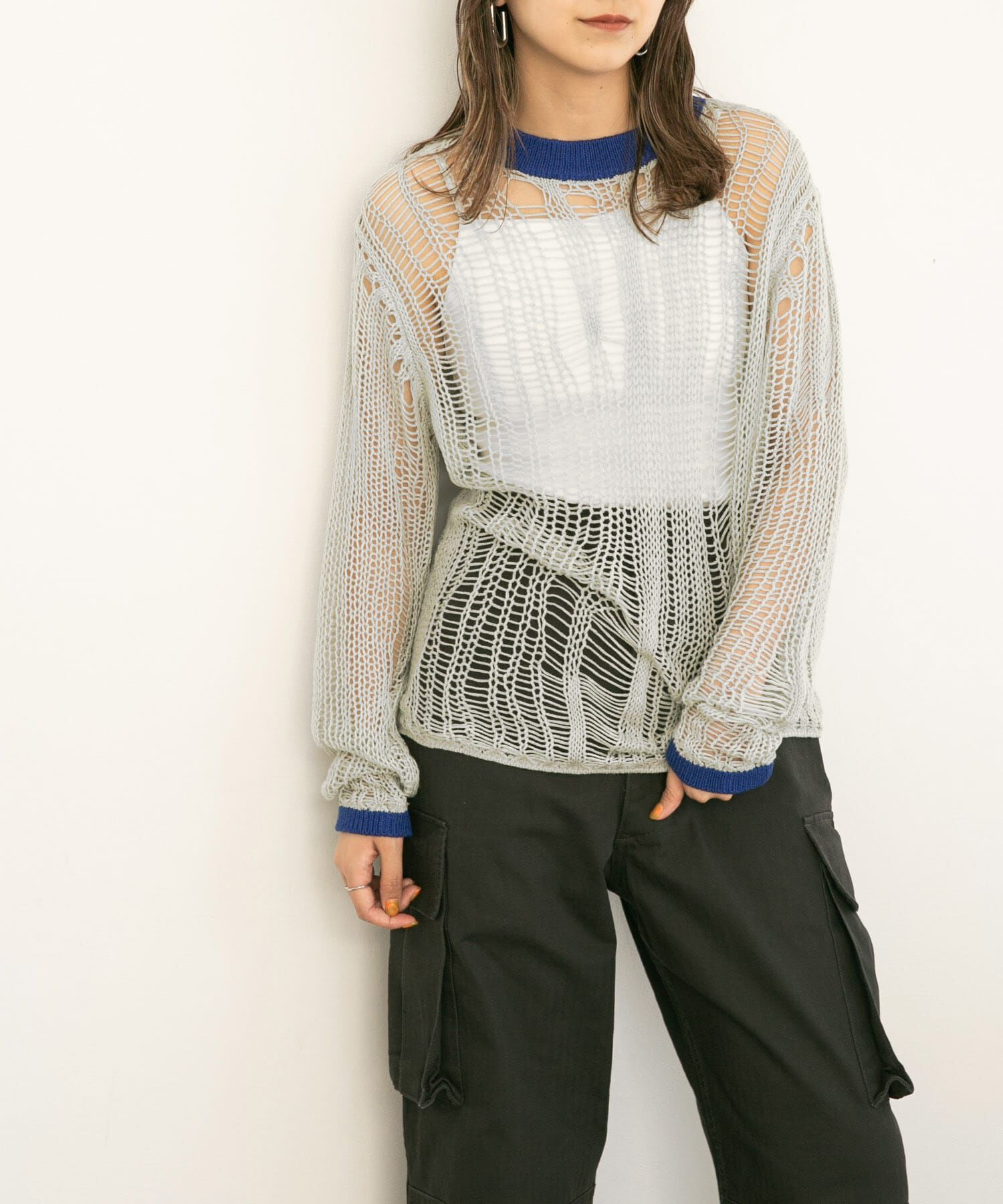  「ランダム透かし編みルーズニット」|ニット・セーター|