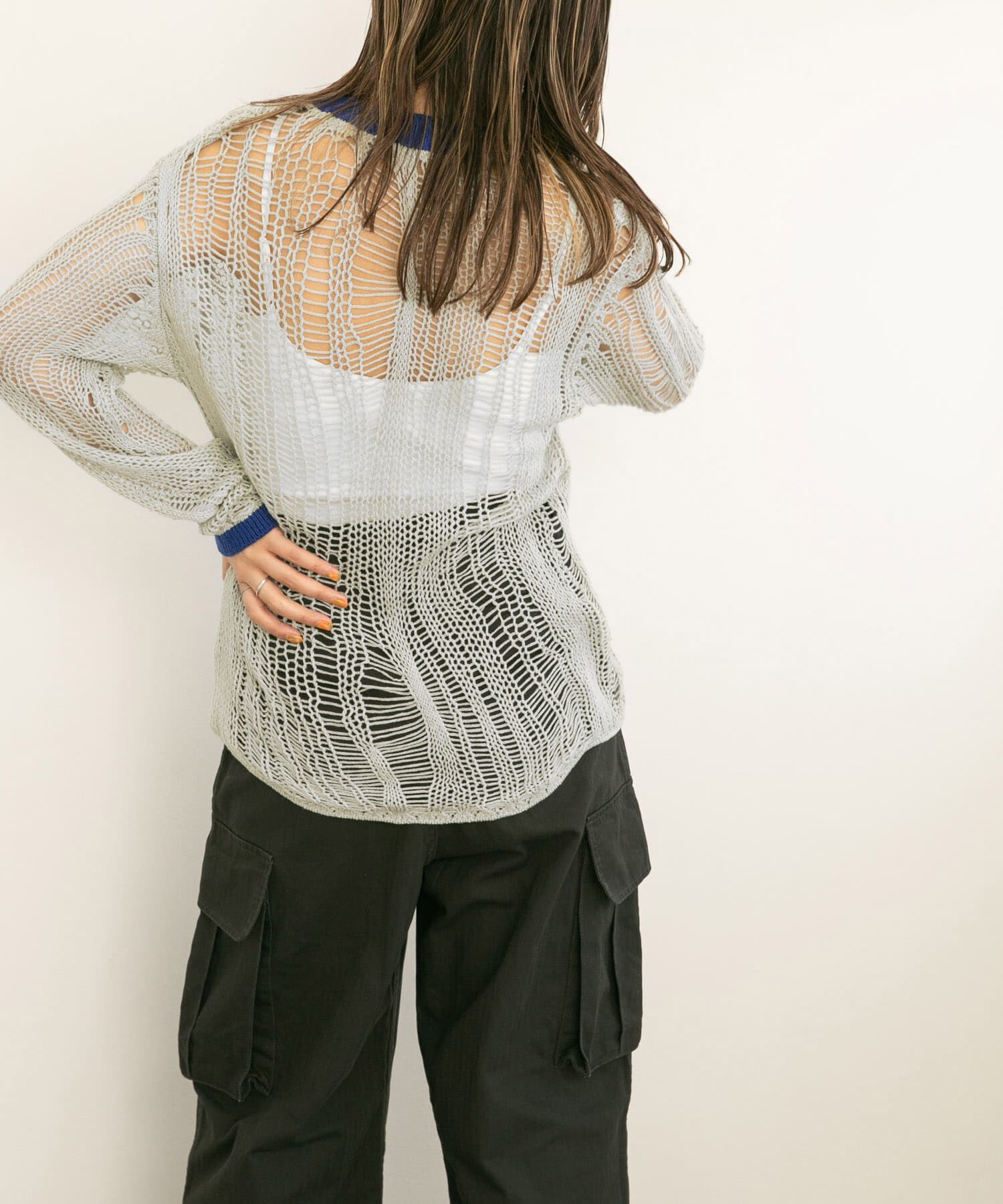  「ランダム透かし編みルーズニット」|ニット・セーター|