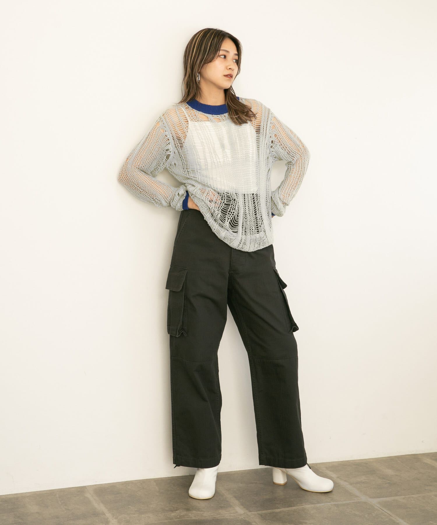  「ランダム透かし編みルーズニット」|ニット・セーター|