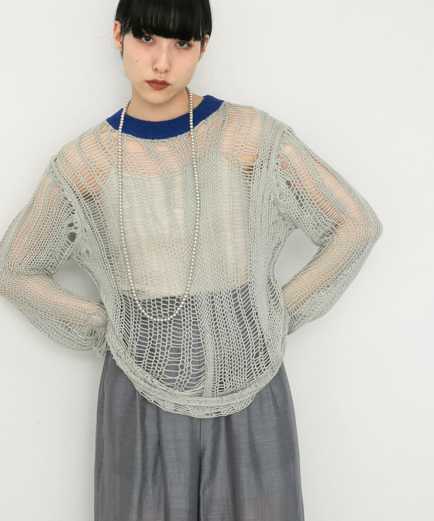  「ランダム透かし編みルーズニット」|ニット・セーター|