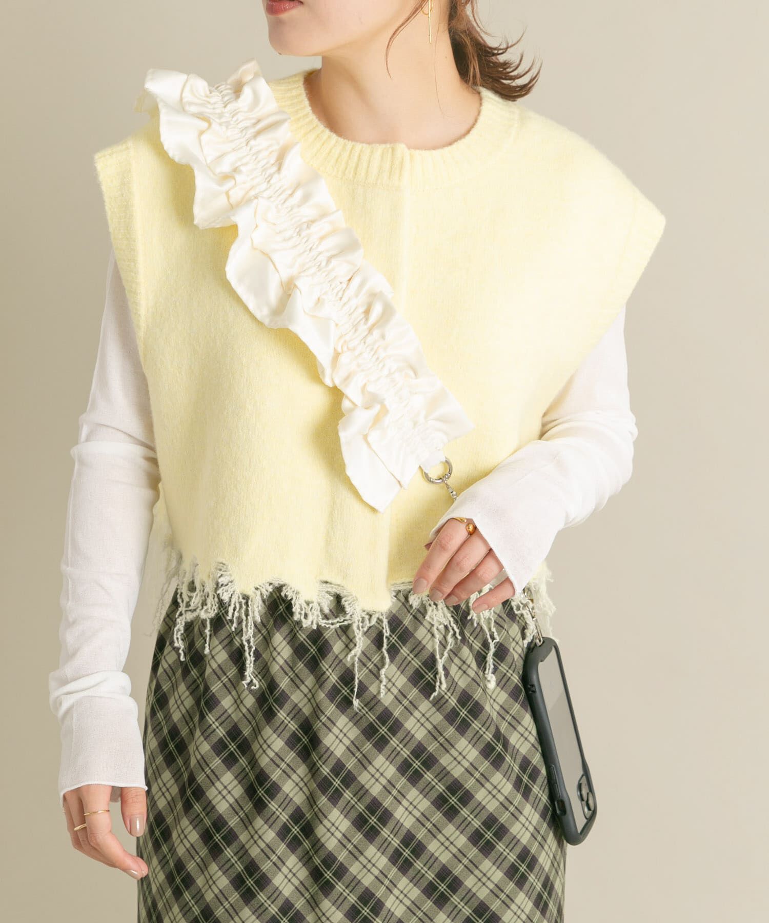  「フリルギャザーマルチストラップ」|その他|アイボリー