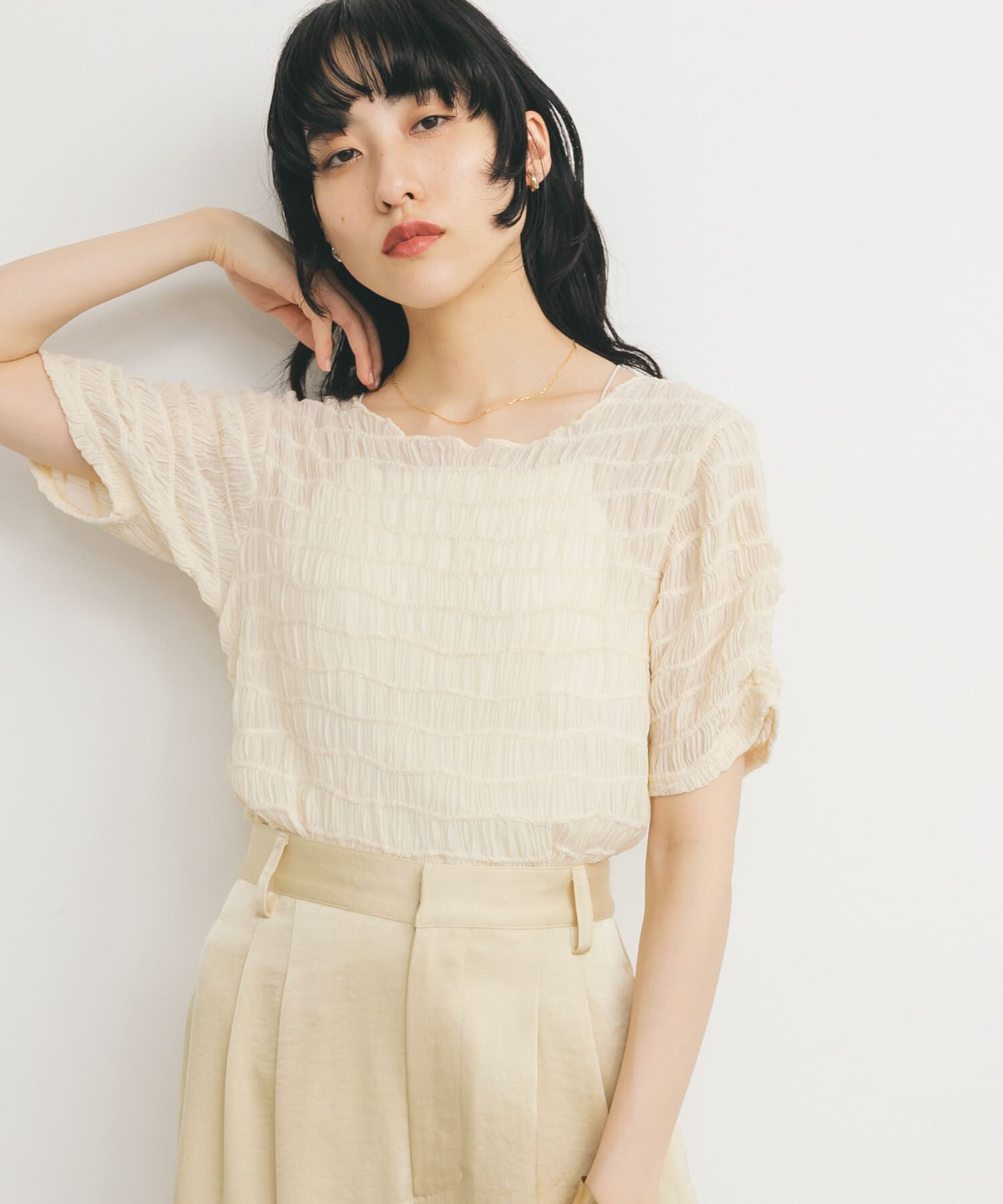  「シャーリングシアートップス」|Tシャツ・カットソー|アイボリー