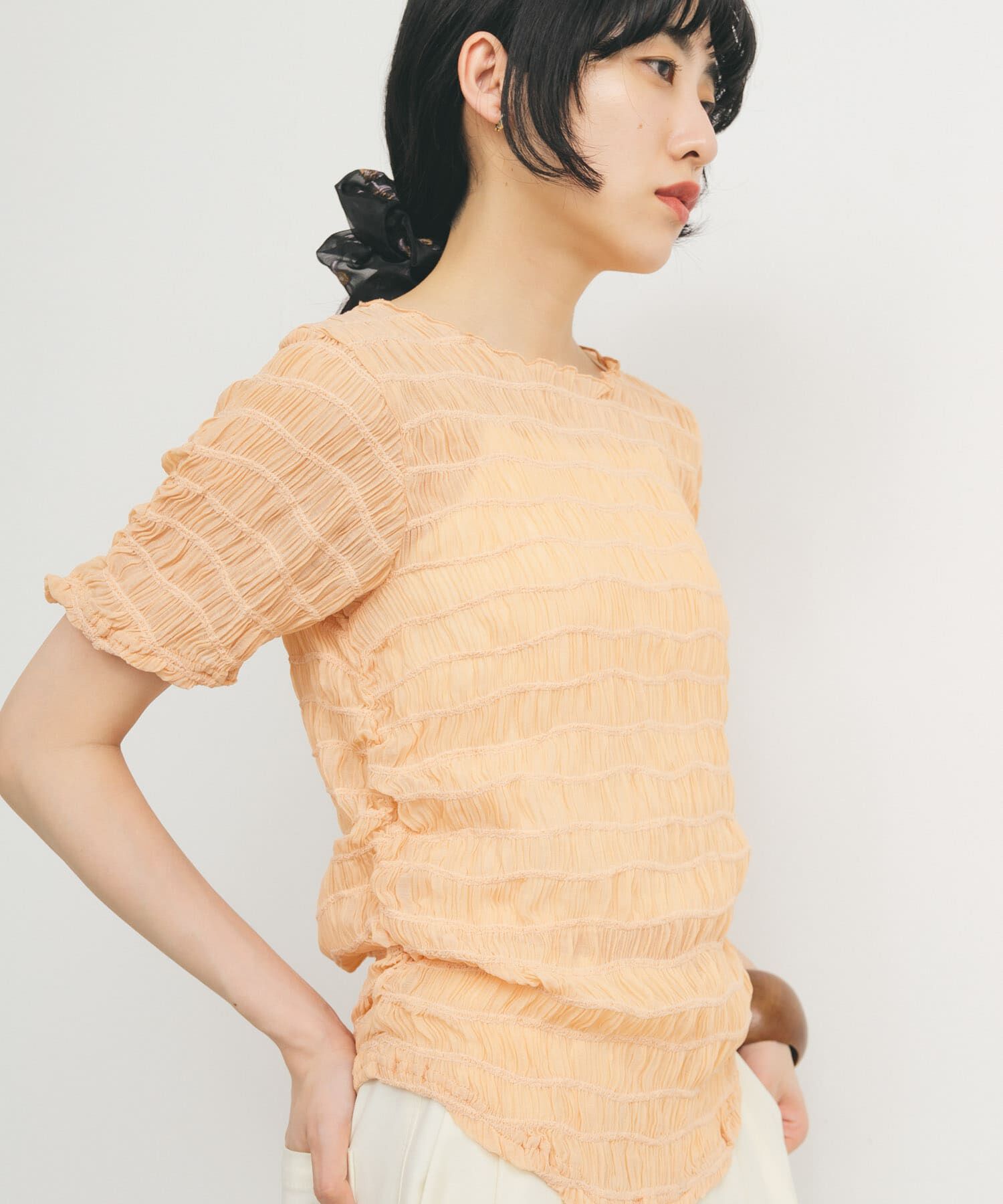  「シャーリングシアートップス」|Tシャツ・カットソー|オレンジ系その他