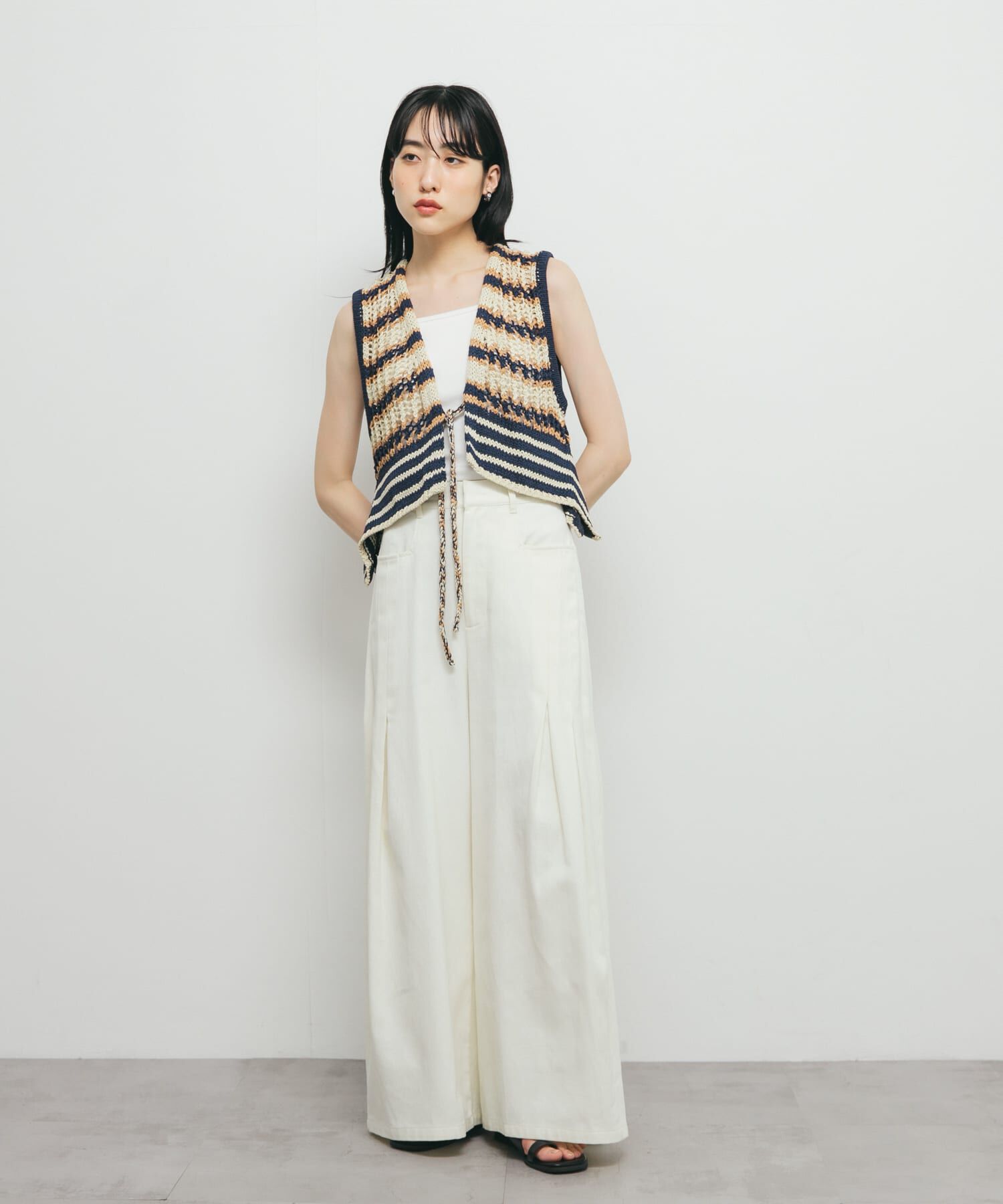  「2WAYボーダーベスト」|ニット・セーター|