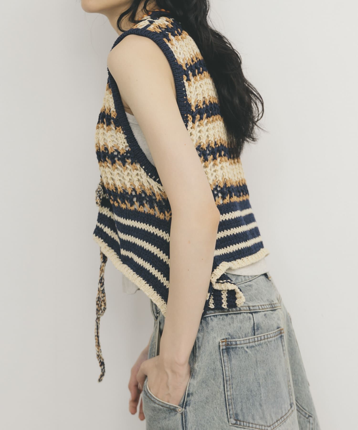  「2WAYボーダーベスト」|ニット・セーター|