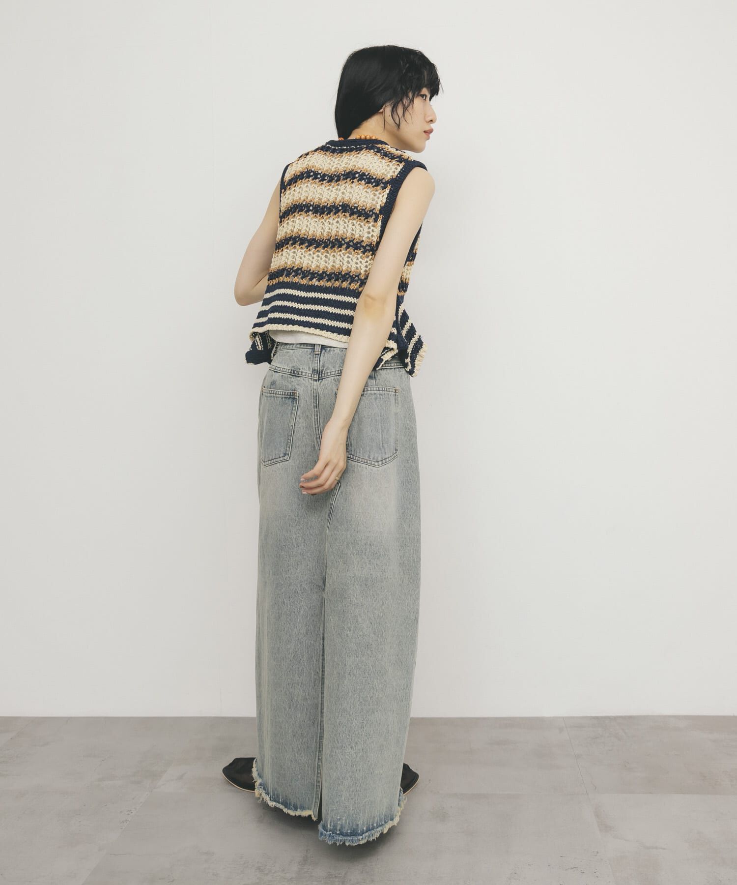  「2WAYボーダーベスト」|ニット・セーター|