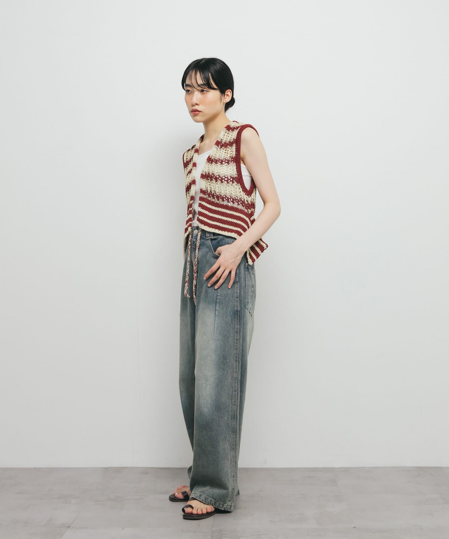  「2WAYボーダーベスト」|ニット・セーター|