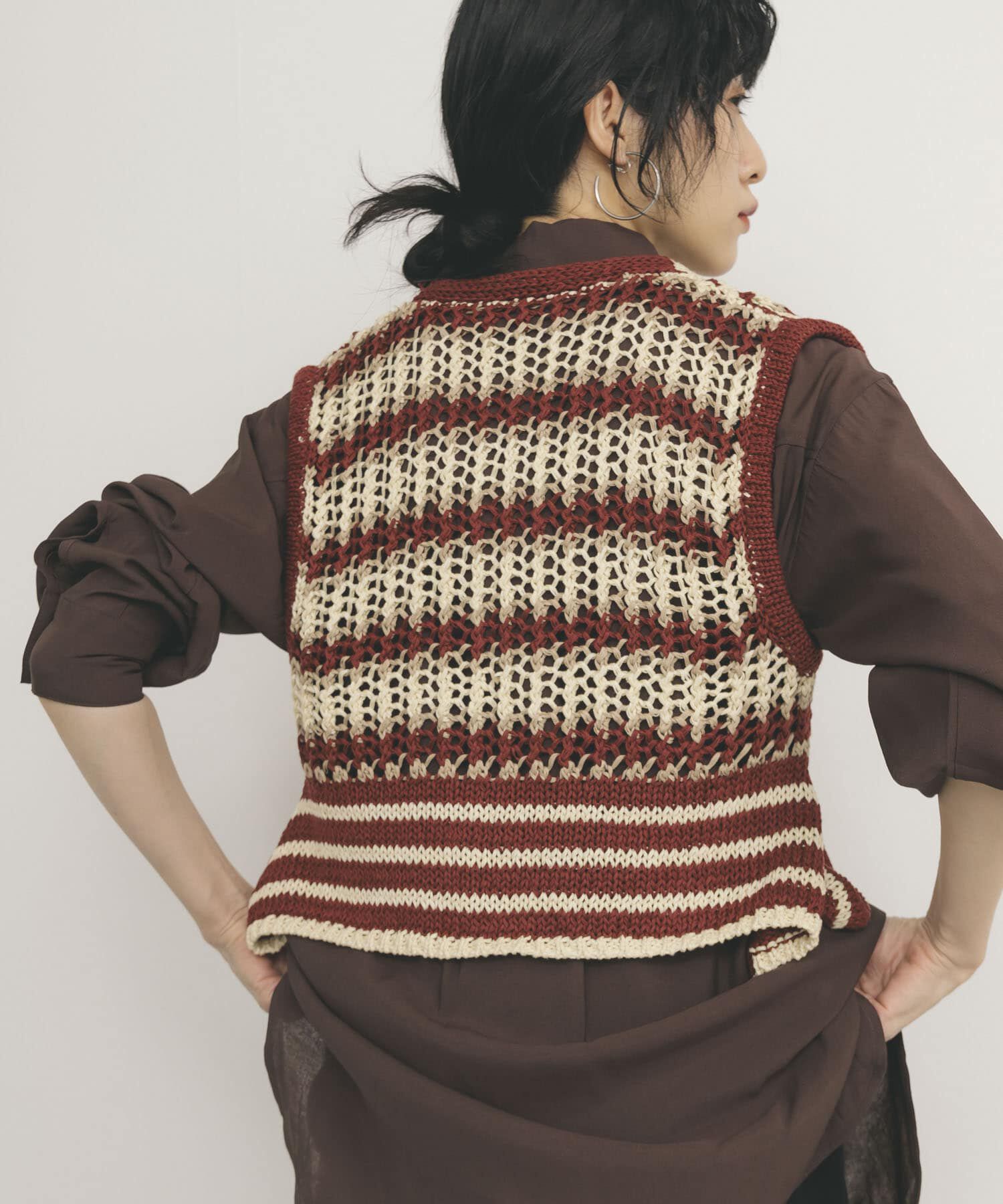  「2WAYボーダーベスト」|ニット・セーター|