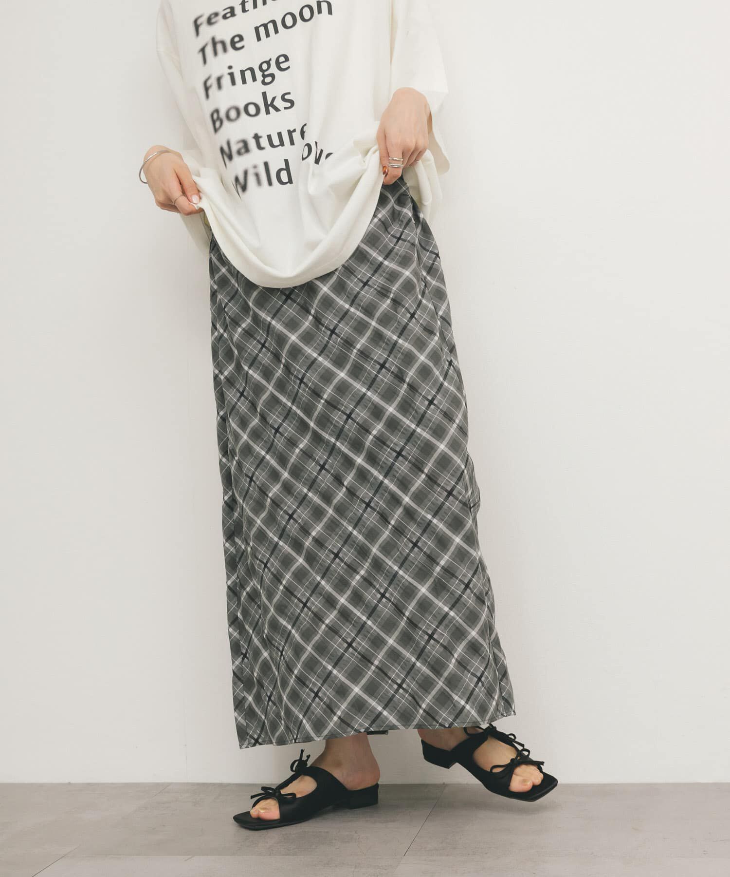  「シアーチェックIラインスカート」|スカート|