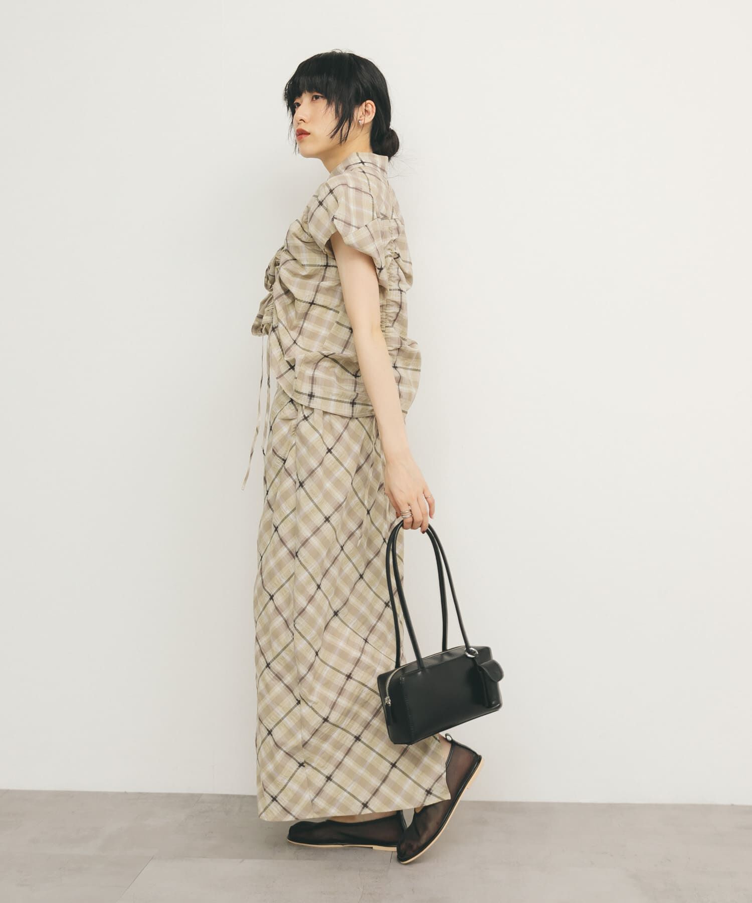  「シアーチェックIラインスカート」|スカート|