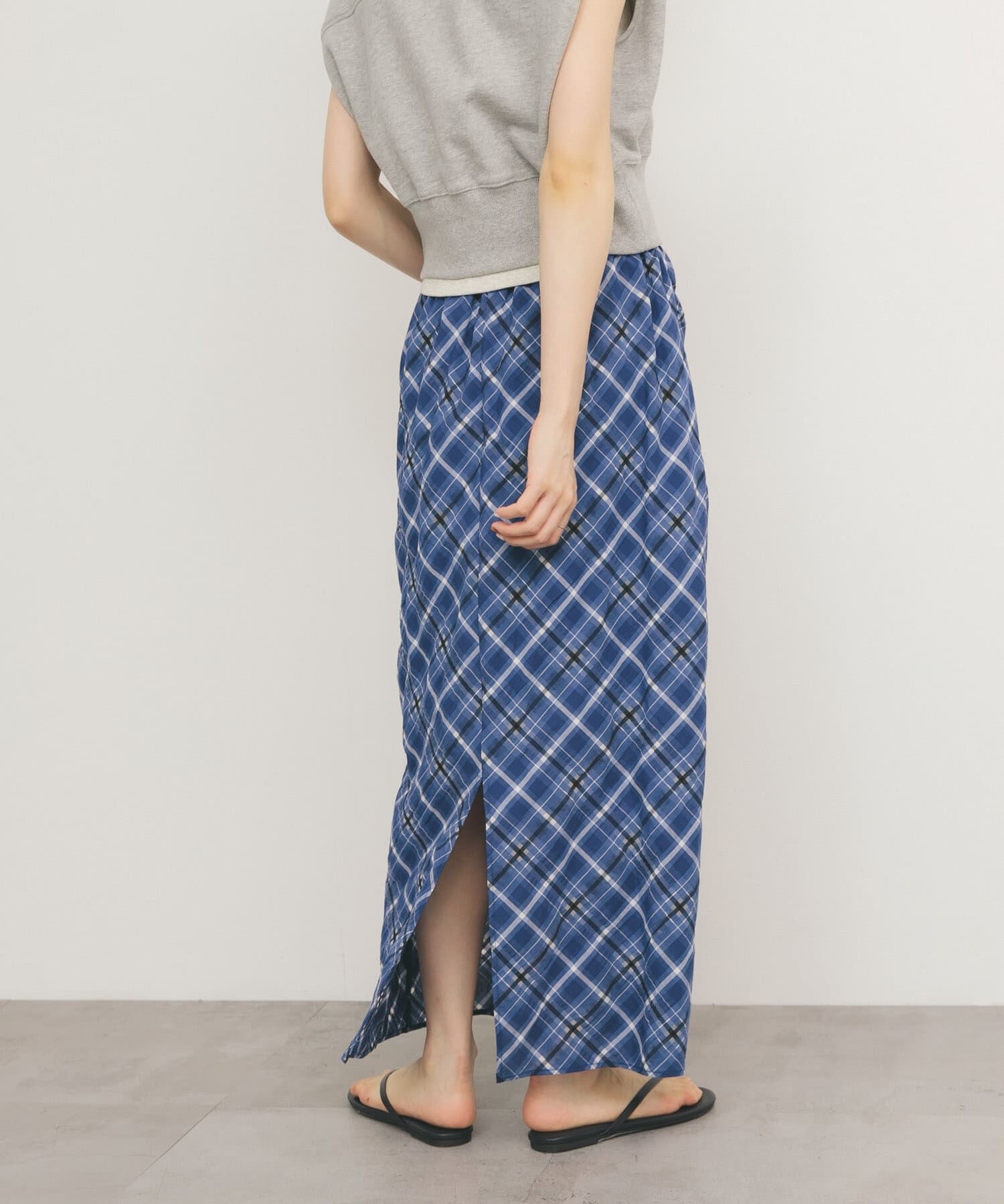  「シアーチェックIラインスカート」|スカート|