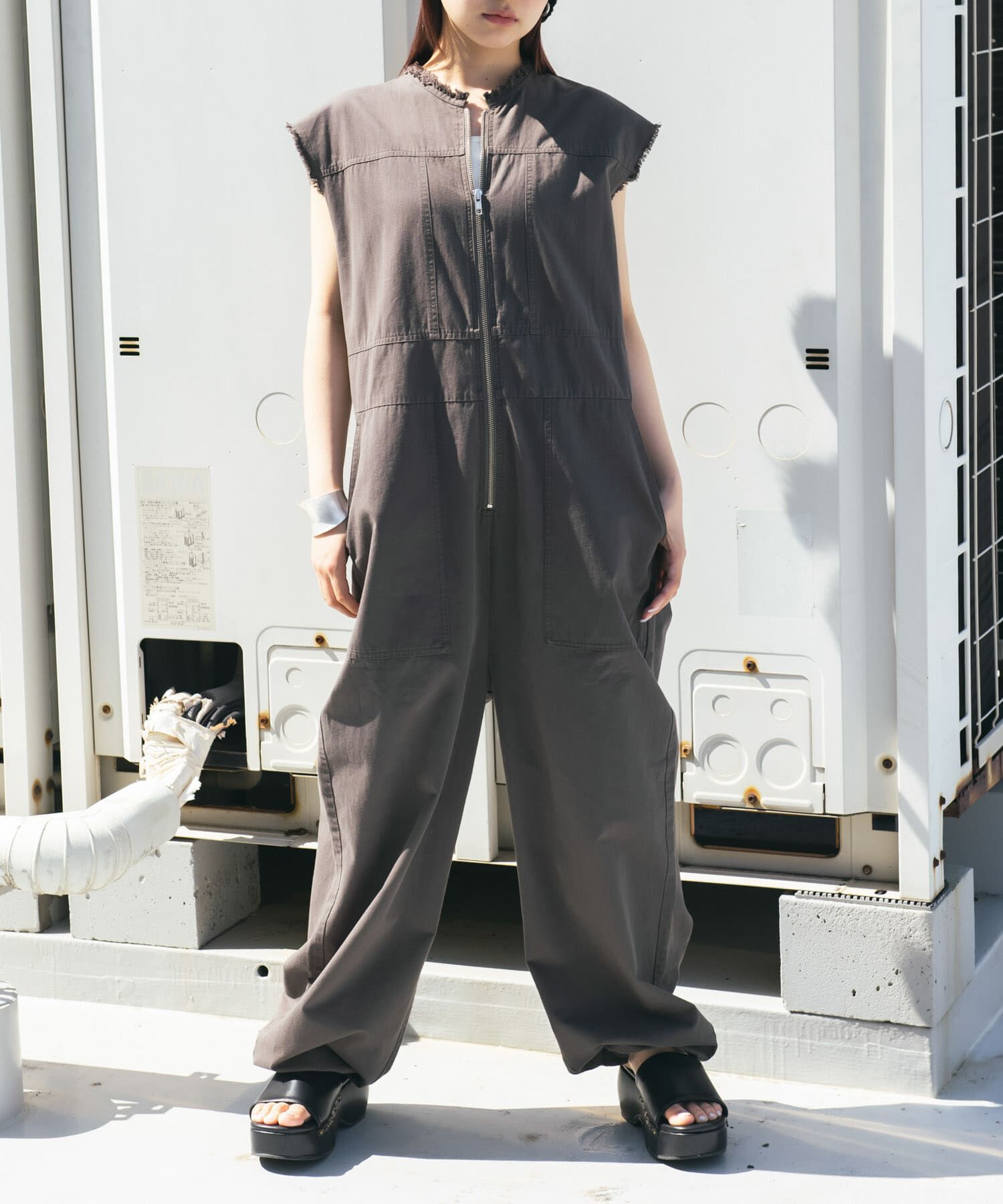  「フロントZIPジャンプスーツ」|スカート|