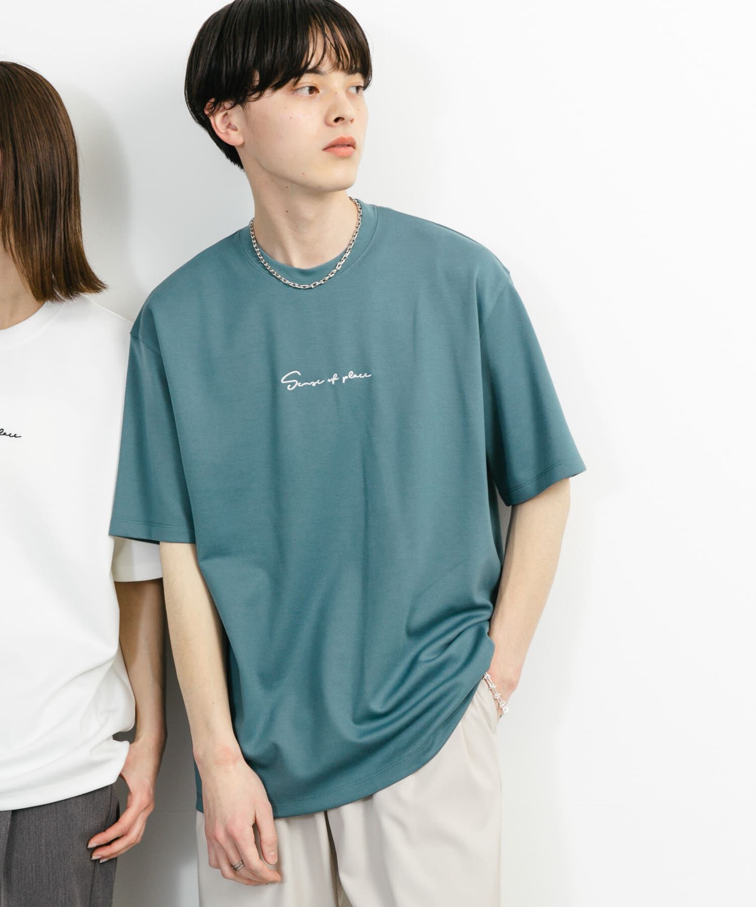 SENSE OF PLACE by URBAN RESEARCH「『ユニセックス』シシュウポンチショートスリーブTシャツ」|Tシャツ・カットソー|グリーン