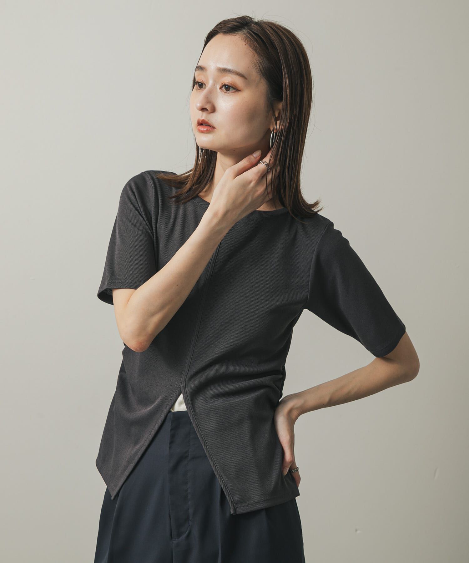 SENSE OF PLACE by URBAN RESEARCH「2WAYウエストギャザーリブトップ」|Tシャツ・カットソー|