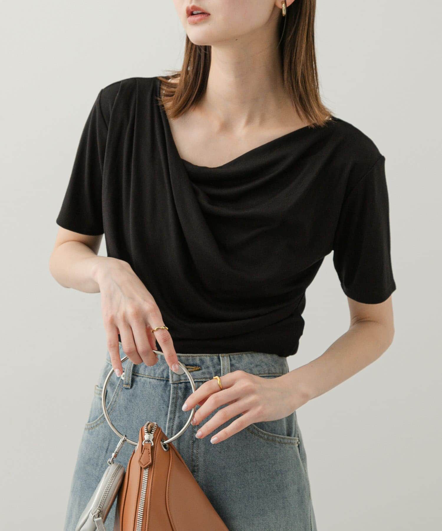 SENSE OF PLACE by URBAN RESEARCH「アシメドレープトップ(半袖)」|Tシャツ・カットソー|