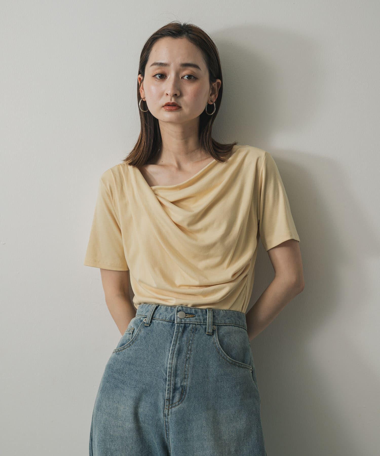 SENSE OF PLACE by URBAN RESEARCH「アシメドレープトップ(半袖)」|Tシャツ・カットソー|