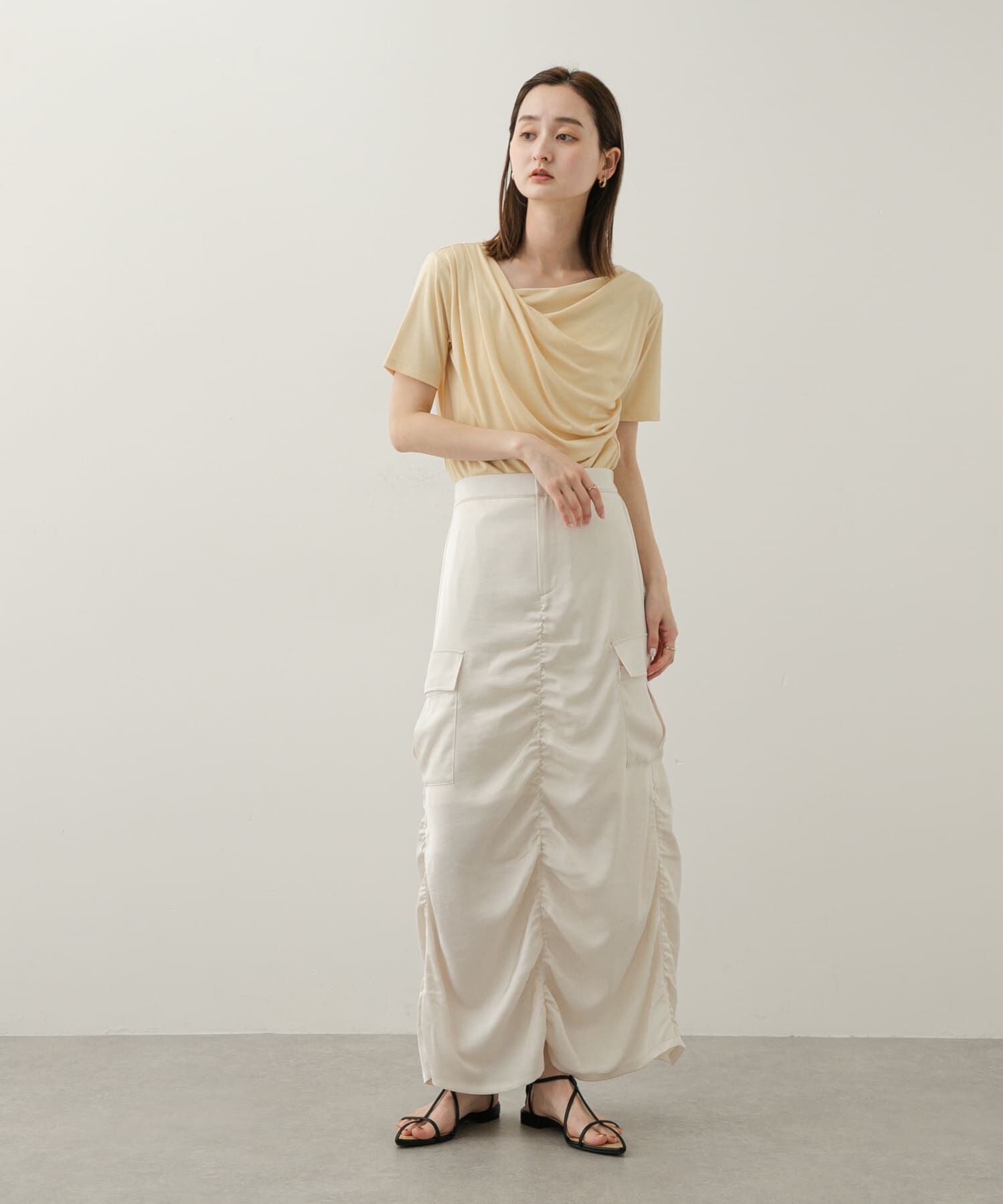 SENSE OF PLACE by URBAN RESEARCH「アシメドレープトップ(半袖)」|Tシャツ・カットソー|