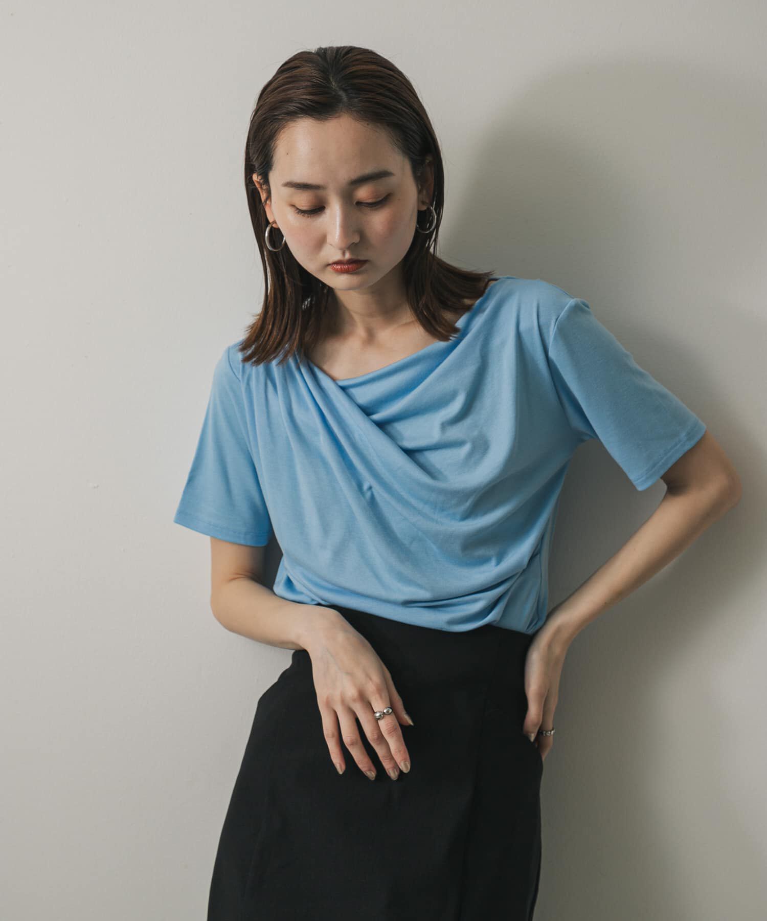 SENSE OF PLACE by URBAN RESEARCH「アシメドレープトップ(半袖)」|Tシャツ・カットソー|