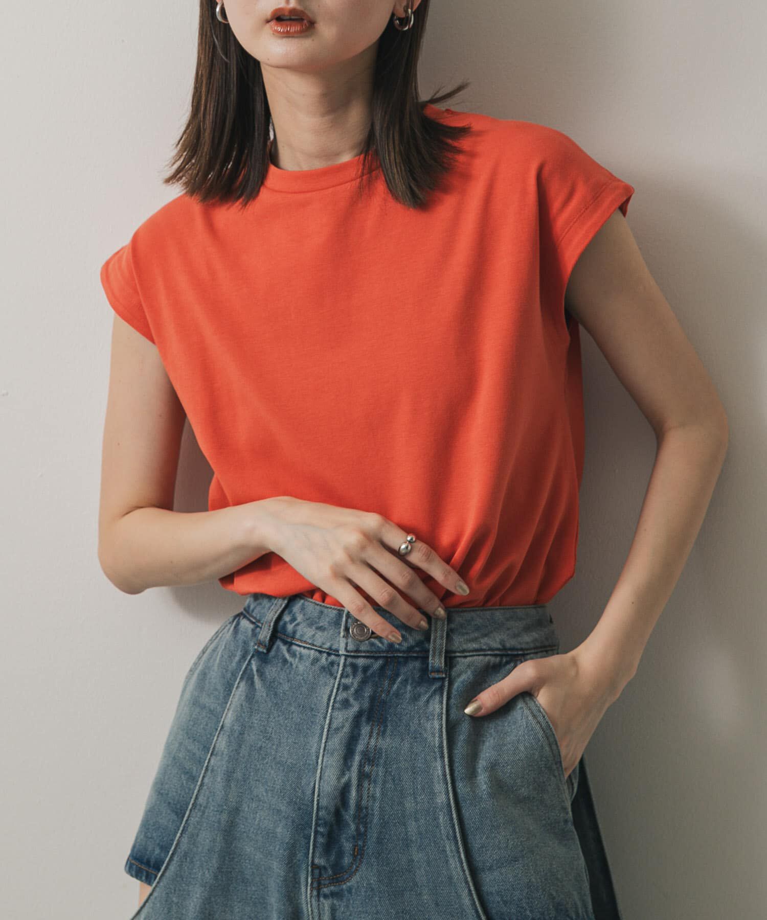 SENSE OF PLACE by URBAN RESEARCH「『UR TECH ひやサラクール』 クールタッチフレンチスリーブTシャツ」|Tシャツ・カットソー|レッド