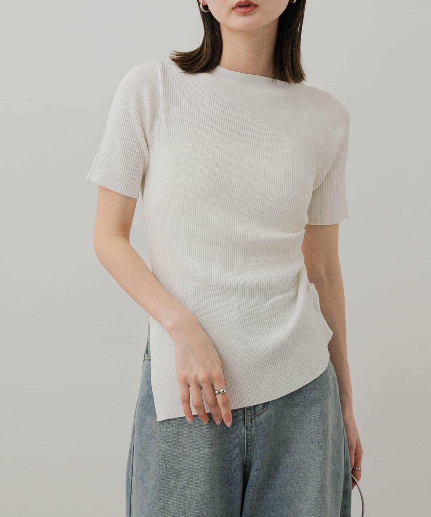 SENSE OF PLACE by URBAN RESEARCH「アシメネックセーター(半袖)」|ニット・セーター|