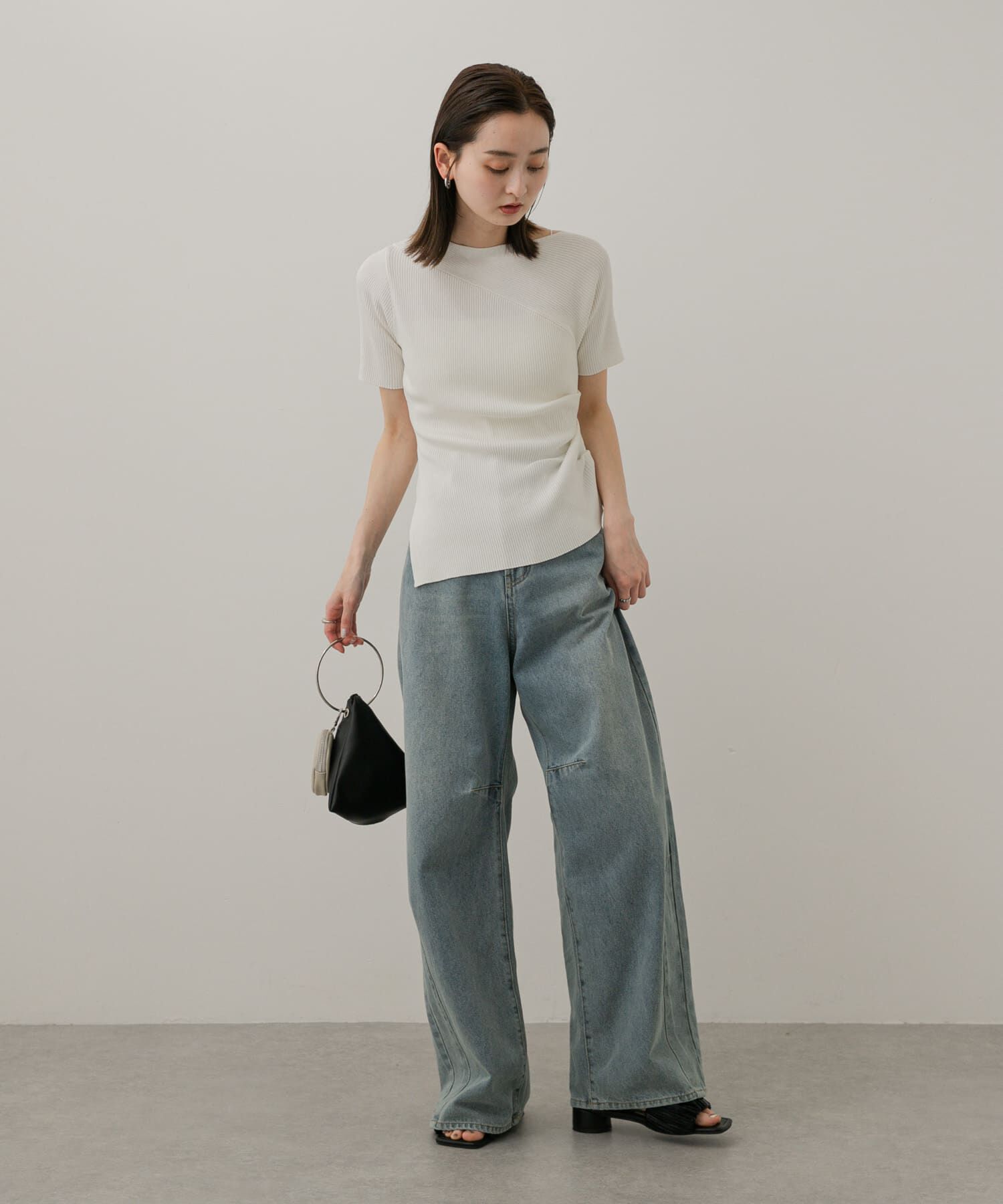 SENSE OF PLACE by URBAN RESEARCH「アシメネックセーター(半袖)」|ニット・セーター|