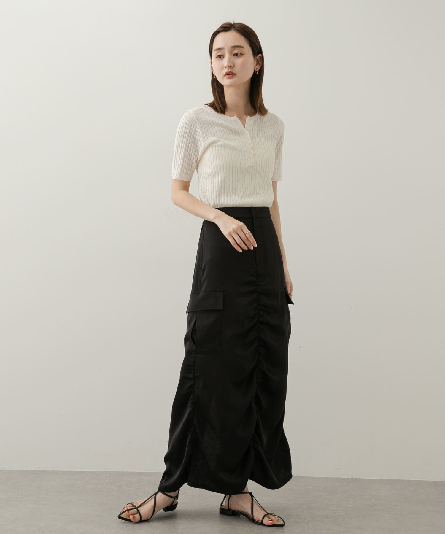 SENSE OF PLACE by URBAN RESEARCH「ヘンリーネックミニケーブルセーター(半袖)」|ニット・セーター|