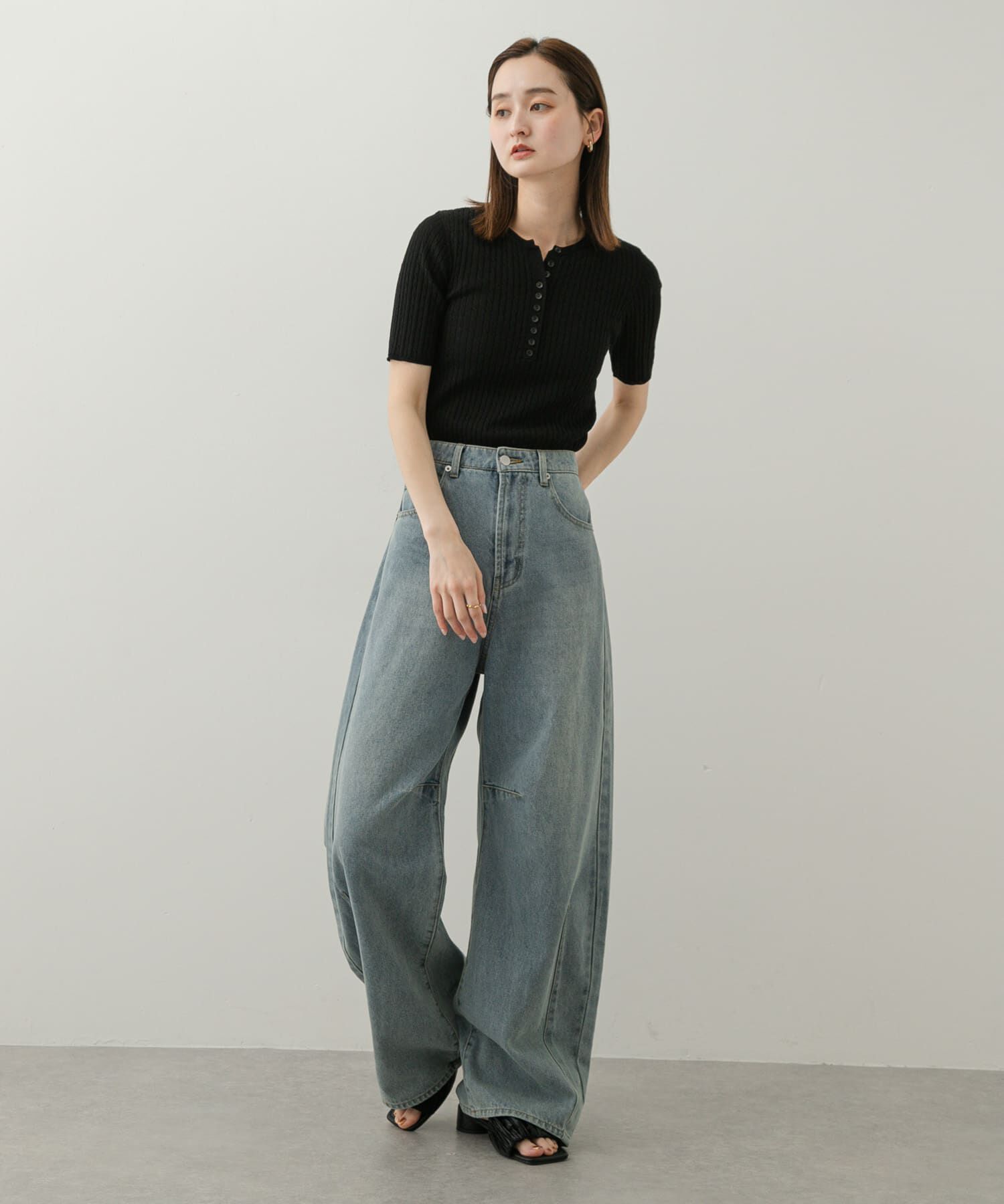 SENSE OF PLACE by URBAN RESEARCH「ヘンリーネックミニケーブルセーター(半袖)」|ニット・セーター|