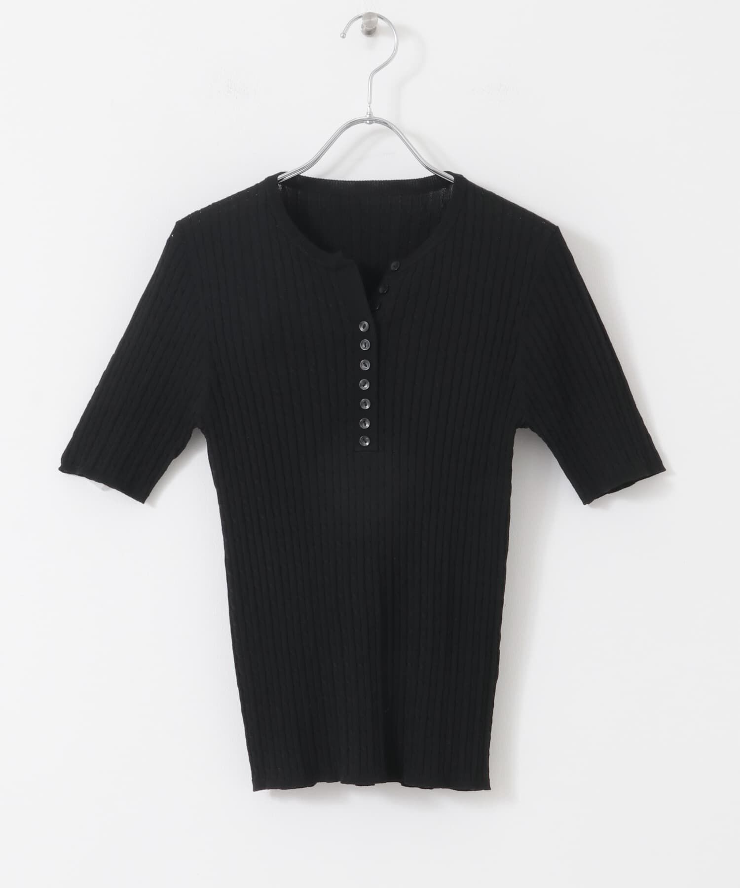 SENSE OF PLACE by URBAN RESEARCH「ヘンリーネックミニケーブルセーター(半袖)」|ニット・セーター|