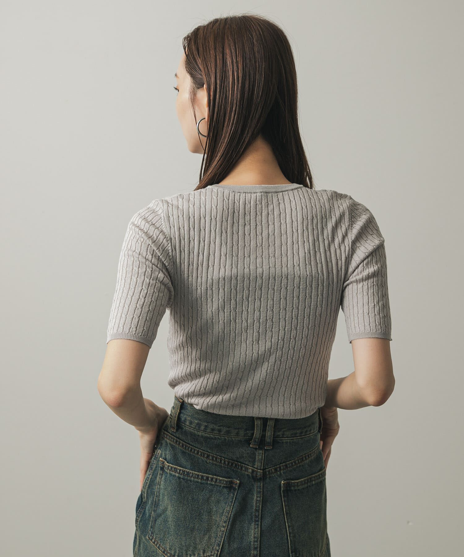 SENSE OF PLACE by URBAN RESEARCH「ヘンリーネックミニケーブルセーター(半袖)」|ニット・セーター|