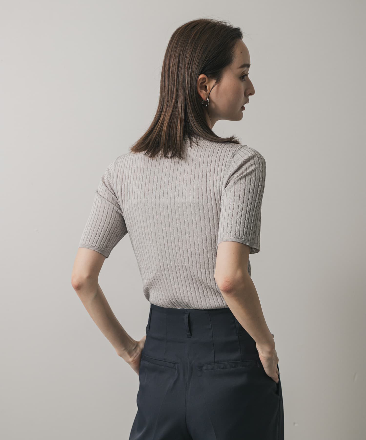 SENSE OF PLACE by URBAN RESEARCH「ヘンリーネックミニケーブルセーター(半袖)」|ニット・セーター|