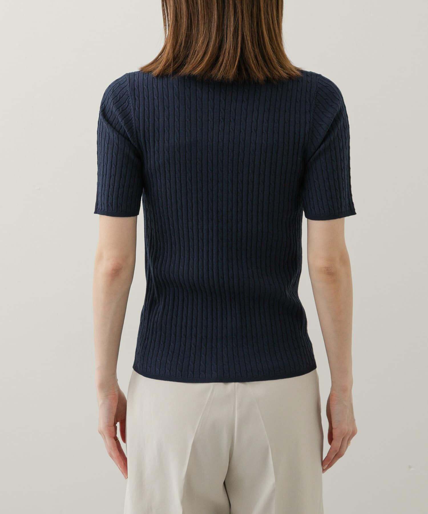 SENSE OF PLACE by URBAN RESEARCH「ヘンリーネックミニケーブルセーター(半袖)」|ニット・セーター|