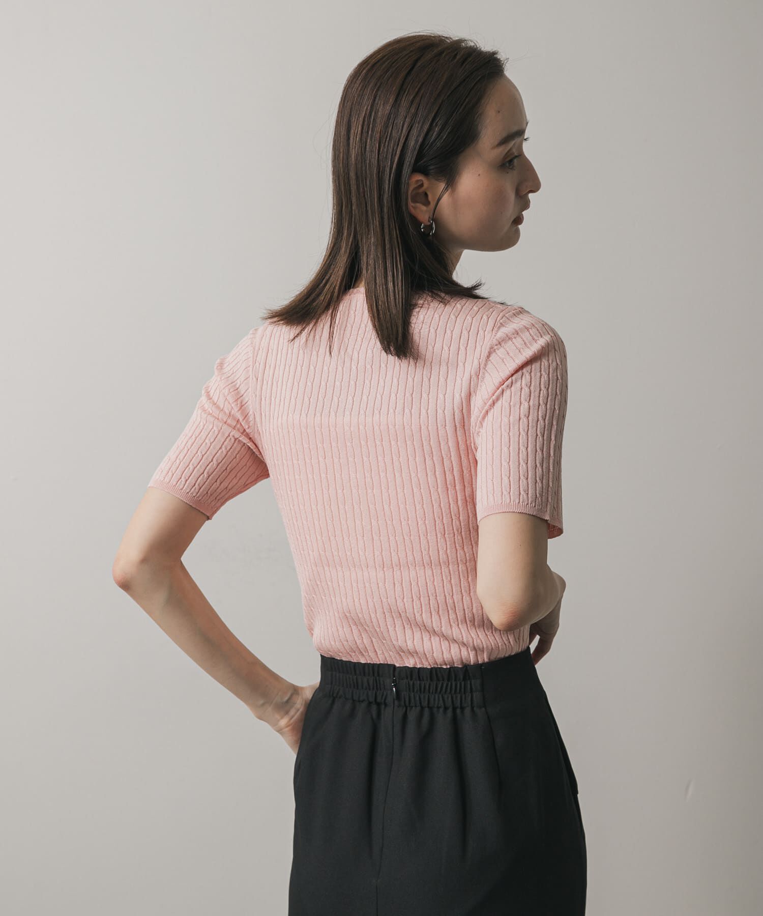 SENSE OF PLACE by URBAN RESEARCH「ヘンリーネックミニケーブルセーター(半袖)」|ニット・セーター|