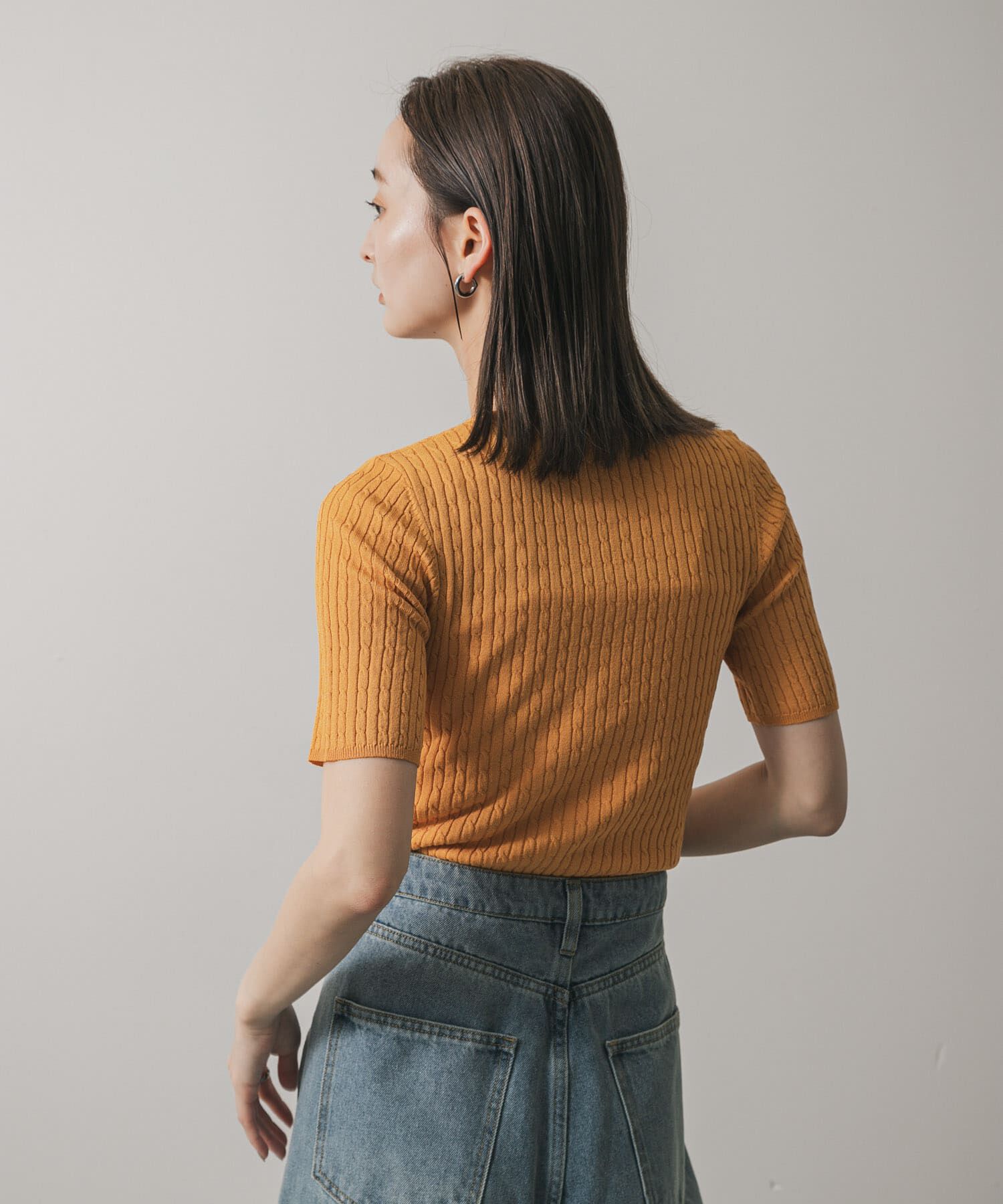 SENSE OF PLACE by URBAN RESEARCH「ヘンリーネックミニケーブルセーター(半袖)」|ニット・セーター|