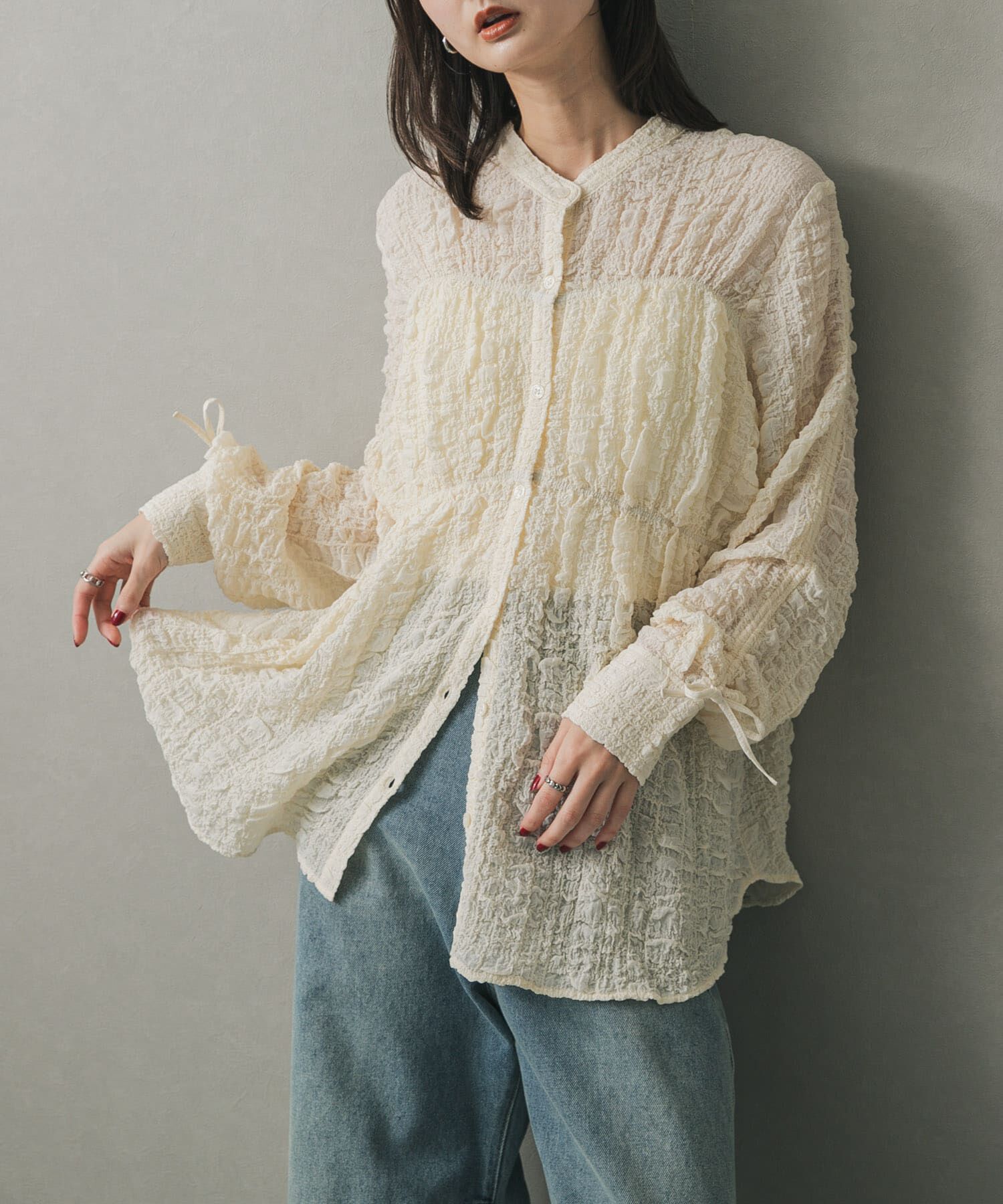 SENSE OF PLACE by URBAN RESEARCH「シャーリングシャツ」|シャツ・ブラウス|アイボリー