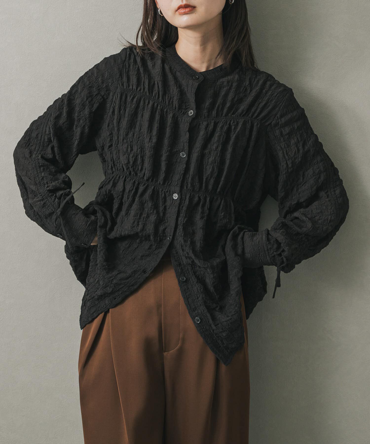 SENSE OF PLACE by URBAN RESEARCH「シャーリングシャツ」|シャツ・ブラウス|ブラック